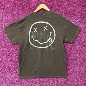 Nirvana Nevermind Smiley Logo Grunge T-Shirt Large
